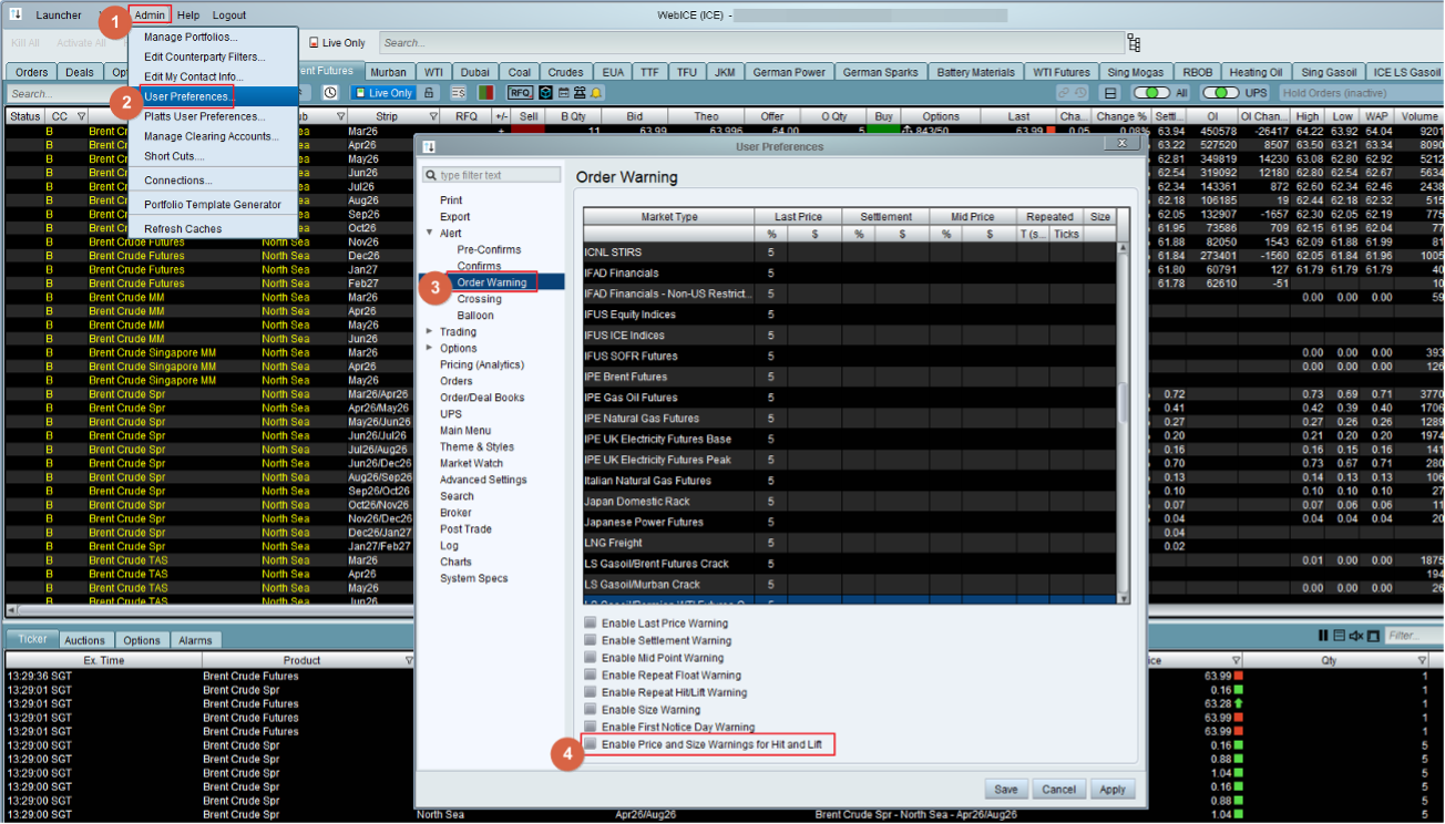 Order warnings for Hit and Lift